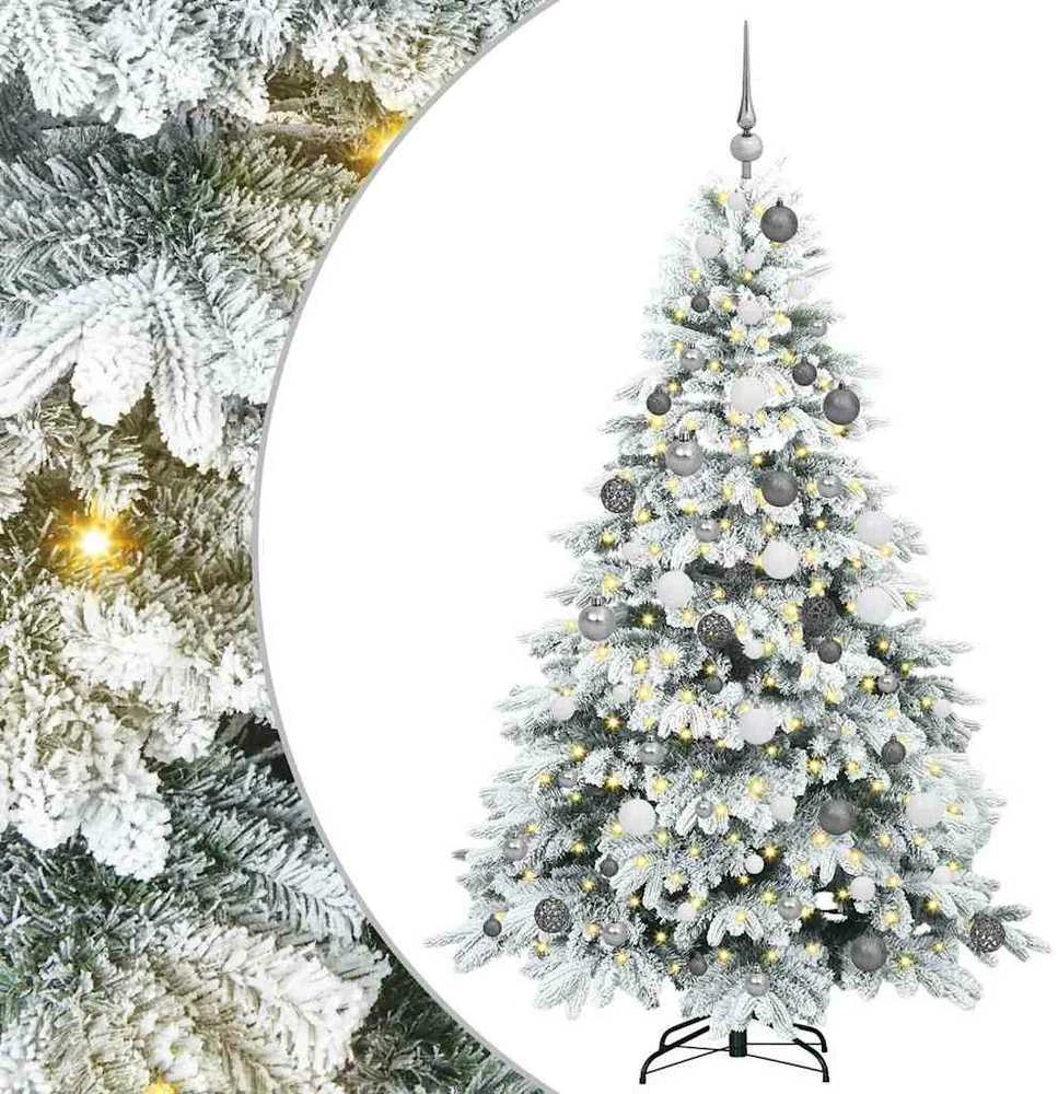 Dirbtinė Kalėdų eglutė su 300 LED Balta 180 cm PE ir PVC