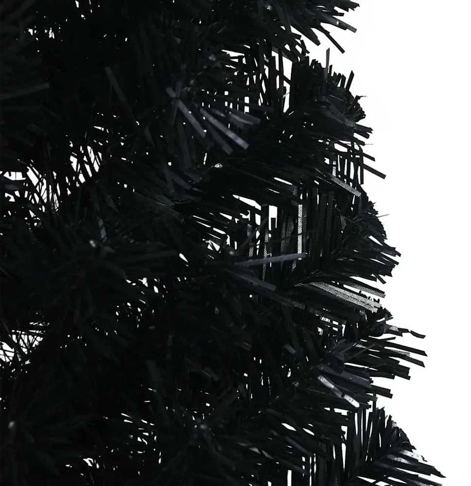 Dirbtinė pusinė Kalėdų eglutė su stovu, juoda, 150cm, PVC