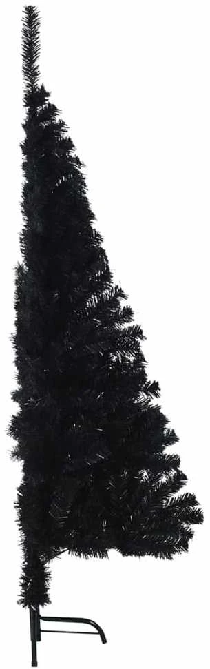 Dirbtinė pusinė Kalėdų eglutė su stovu, juoda, 120cm, PVC