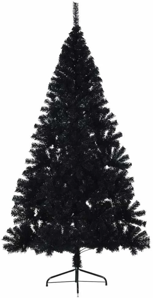 Dirbtinė pusinė Kalėdų eglutė su stovu, juoda, 180cm, PVC