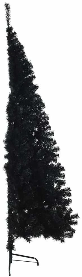 Dirbtinė pusinė Kalėdų eglutė su stovu, juoda, 180cm, PVC