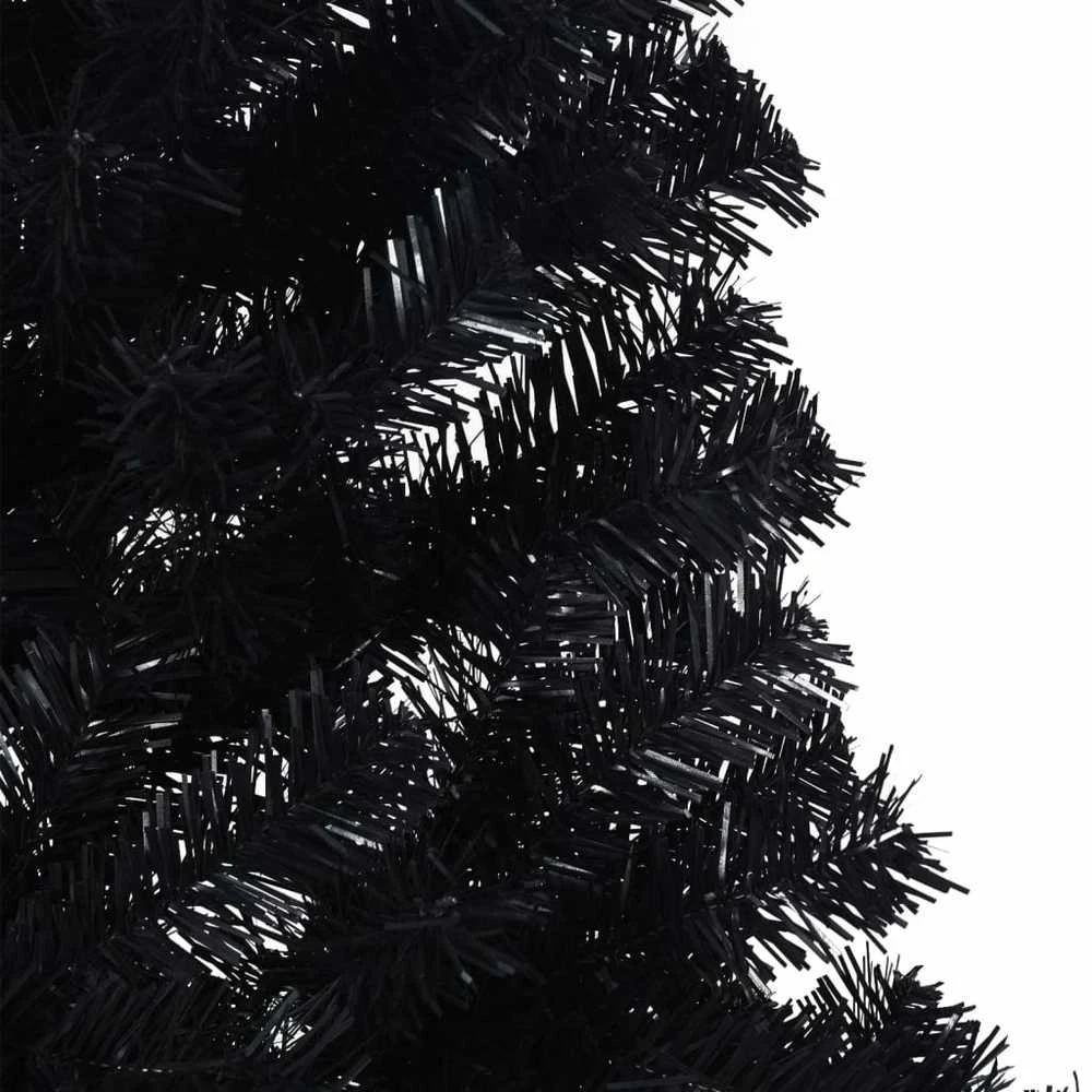 Dirbtinė pusinė Kalėdų eglutė su stovu, juoda, 180cm, PVC