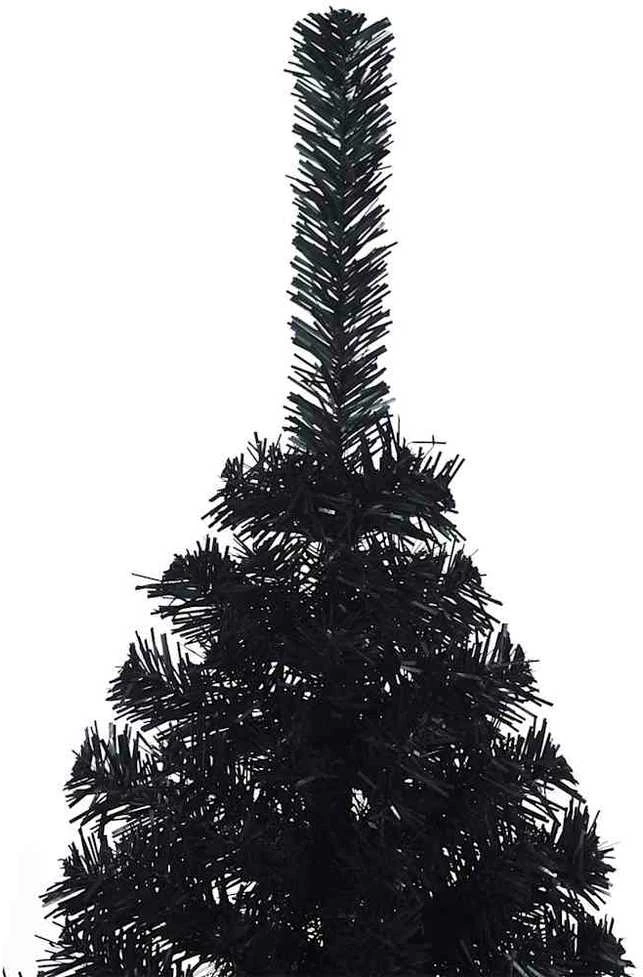 Dirbtinė pusinė Kalėdų eglutė su stovu, juoda, 150cm, PVC