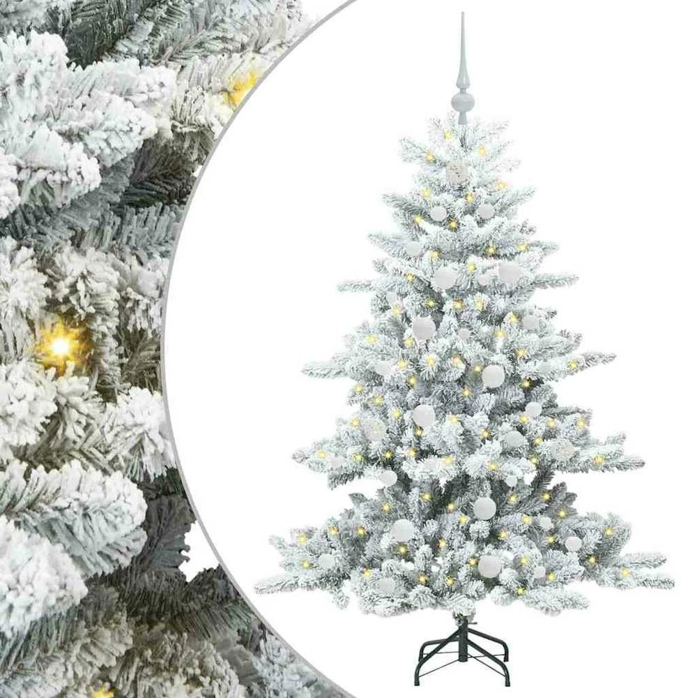 Dirbtinė Sulankstoma Kalėdų Eglutė Balta 150 cm PVC ir Plienas