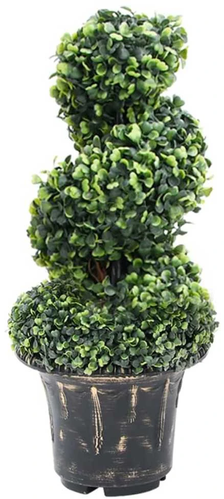 Dirbtinis buksmedis vazone, žalias, 59cm, spiralės formos