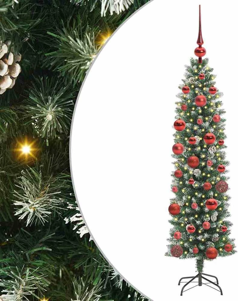 Dirbtinis lieknas Kalėdų medis Žalia ir balta 150 cm