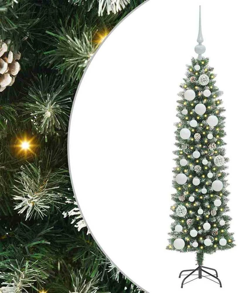 Dirbtinis lieknas Kalėdų medis Žalia ir balta 120 cm