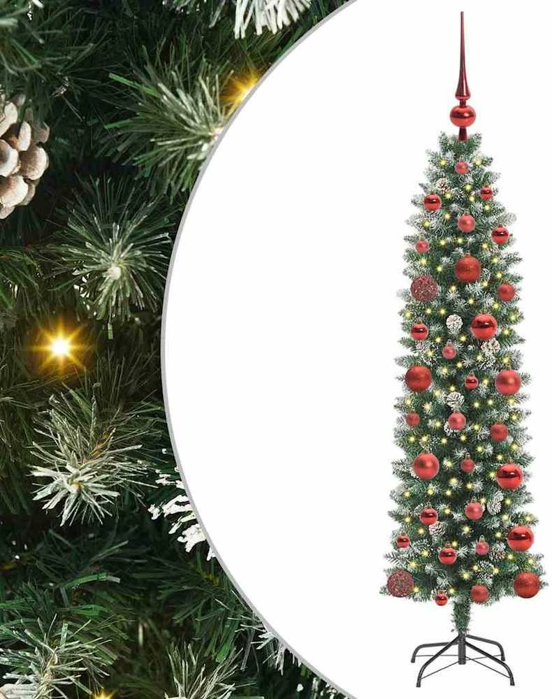 Dirbtinis lieknas Kalėdų medis Žalia ir balta 120 cm