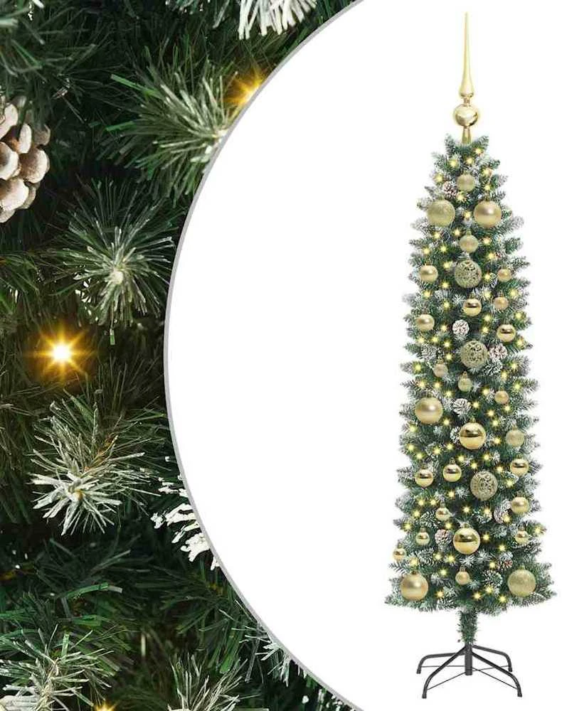 Dirbtinis lieknas Kalėdų medis Žalia ir balta 150 cm