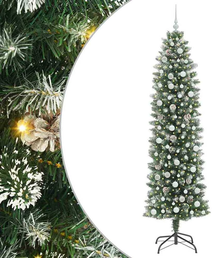 Dirbtinis lieknas Kalėdų medis Žalia ir balta 240 cm