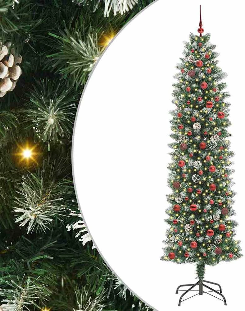 Dirbtinis lieknas Kalėdų medis Žalia ir balta 240 cm