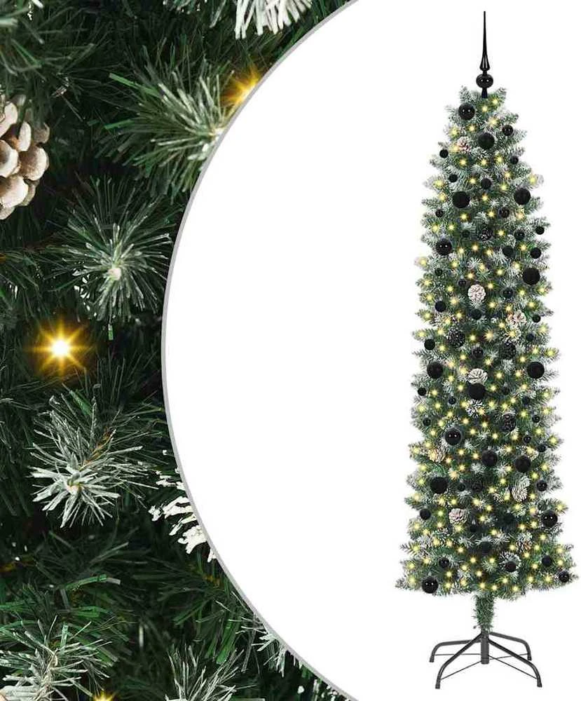 Dirbtinis lieknas Kalėdų medis Žalia ir balta 240 cm
