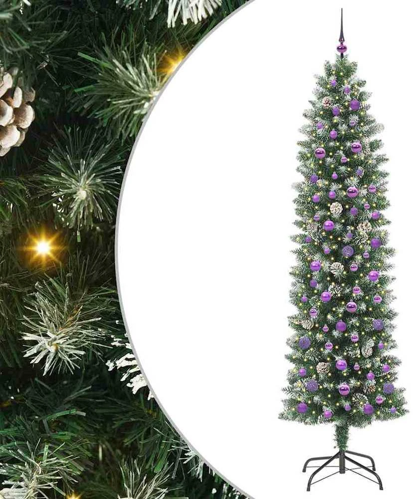 Dirbtinis lieknas Kalėdų medis Žalia ir balta 240 cm