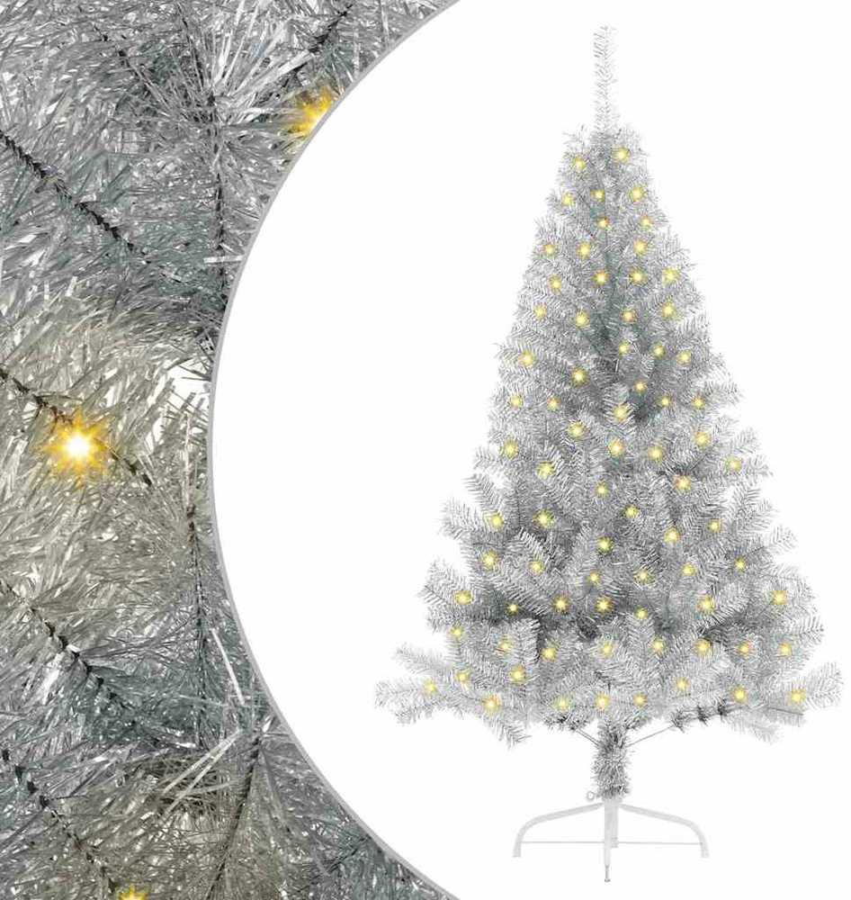 Dirbtinis prieššventinis eglutė su šviesomis Sidabro 120 cm PET