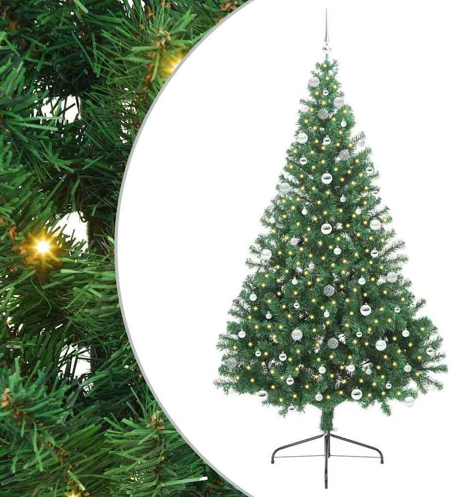 Dirbtinis prieššventinis eglutė su šviesomis Žalia 240 cm PVC