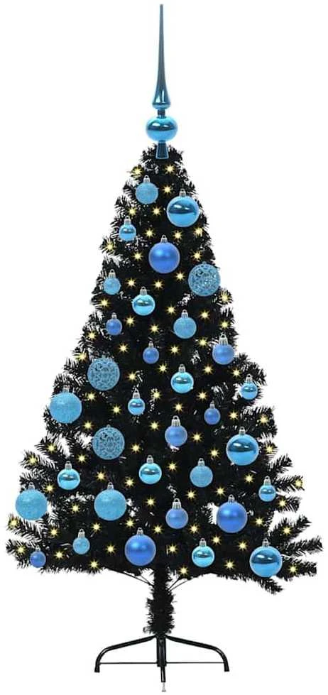 Dirbtinis prieššventinis eglutė su šviesomis Juoda 120 cm PVC