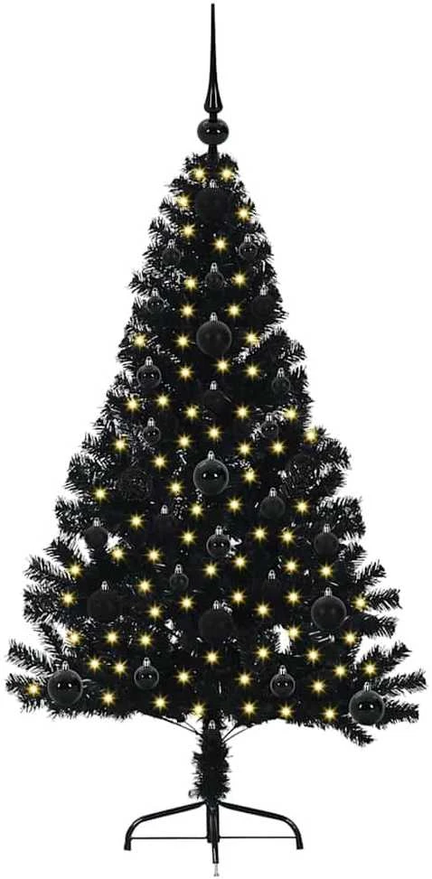 Dirbtinis prieššventinis eglutė su šviesomis Juoda 120 cm PVC