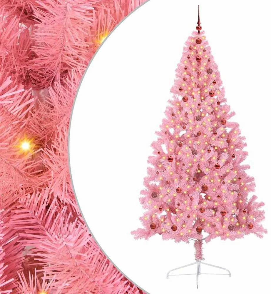 Dirbtinis prieššventinis eglutė su šviesomis Rožinė 240 cm PVC