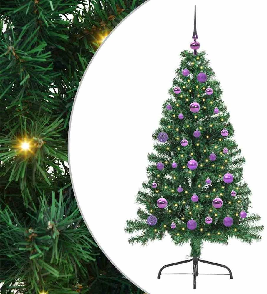 Dirbtinis prieššventinis eglutė su šviesomis Žalia 150 cm PVC