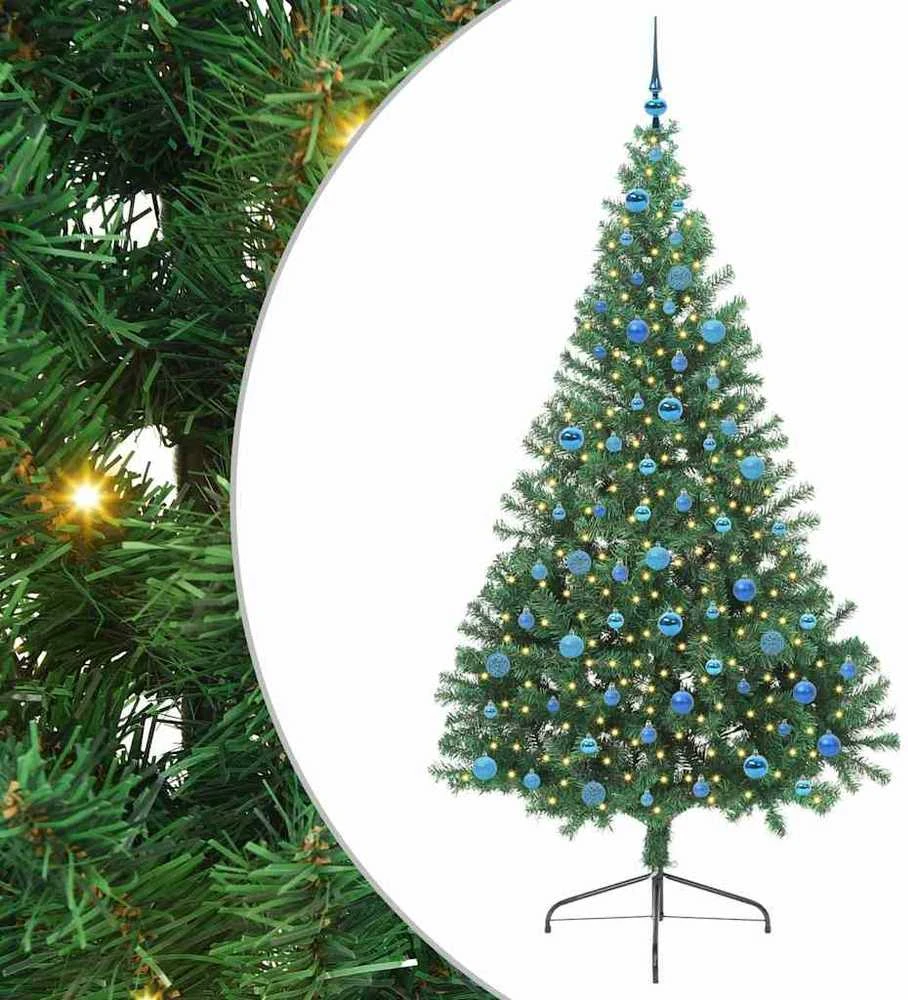 Dirbtinis prieššventinis eglutė su šviesomis Žalia 240 cm PVC