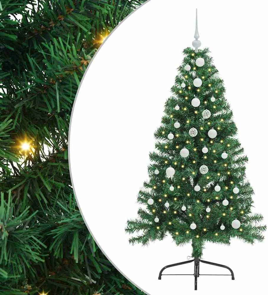 Dirbtinis prieššventinis eglutė su šviesomis Žalia 150 cm PVC