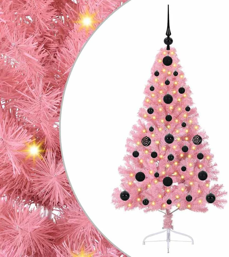 Dirbtinis prieššventinis eglutė su šviesomis Rožinė 120 cm PVC