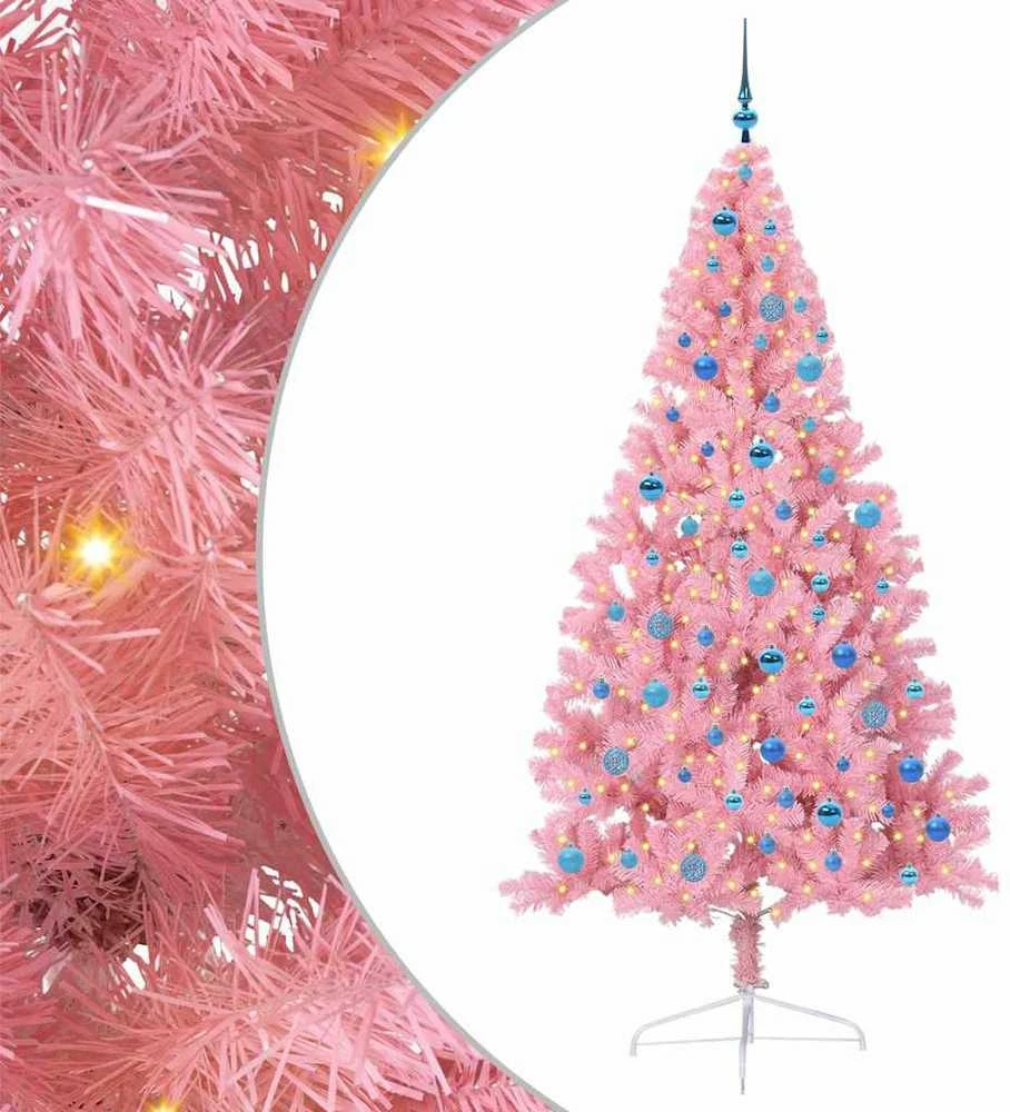 Dirbtinis prieššventinis eglutė su šviesomis Rožinė 240 cm PVC