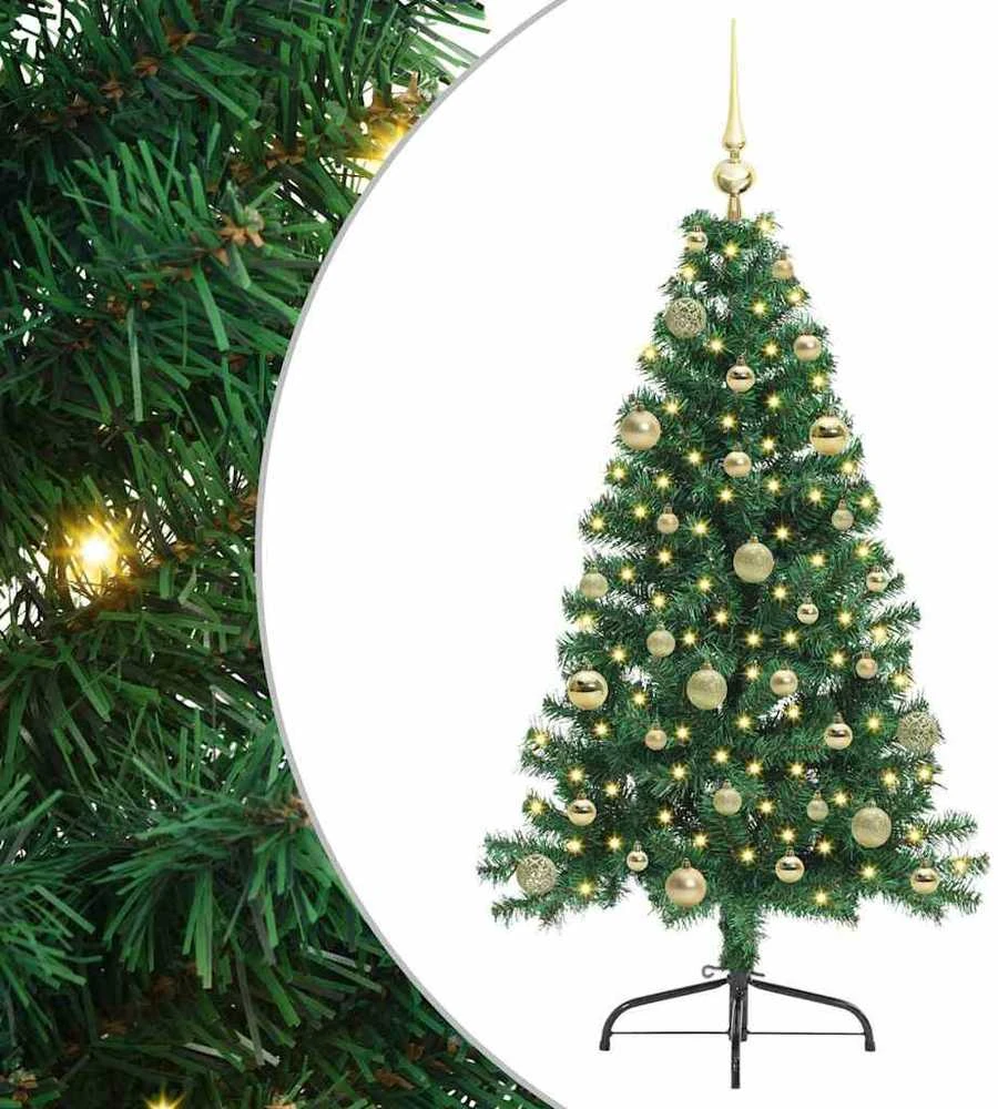 Dirbtinis prieššventinis eglutė su šviesomis Žalia 150 cm PVC