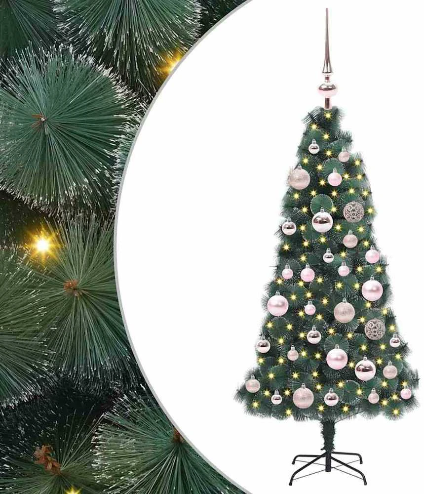 Dirbtinis Šventinis Medelis su Kamuoliukų Rinkinys Žalia 120 cm