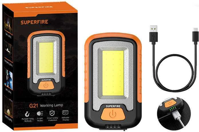 „Superfire G21“ dirbtuvių žibintuvėlis, 650 lm, USB