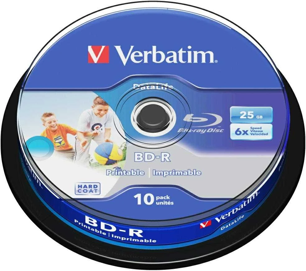 Verbatim (43804) BD-R SL DATALIFE 25GB, 6x Printable 10 pcs