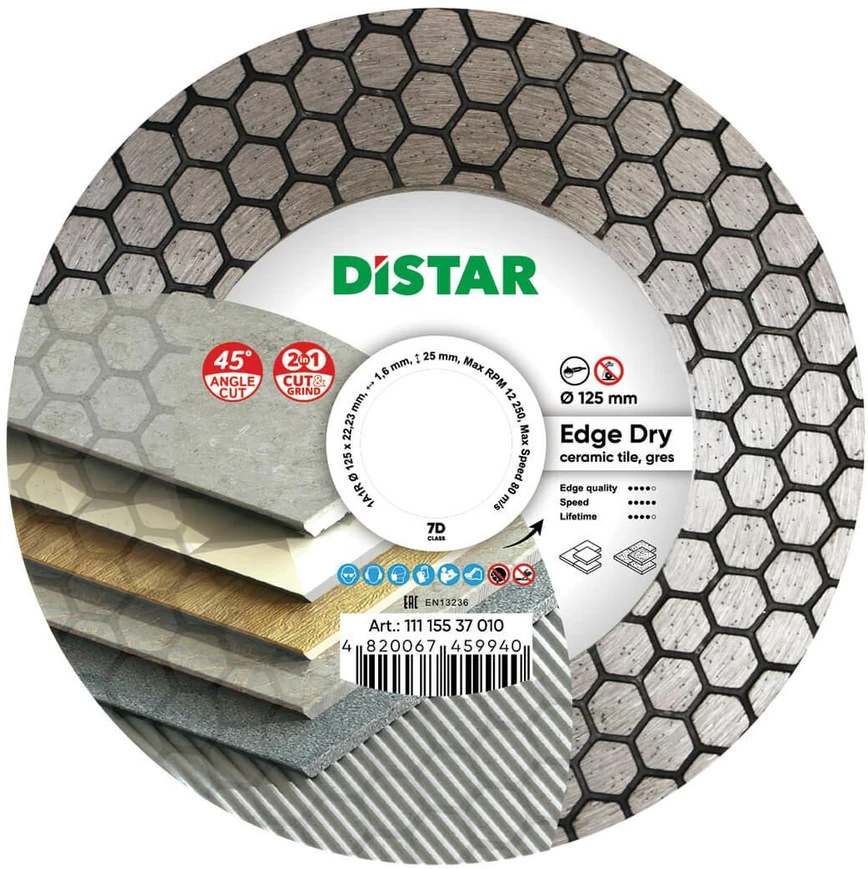 125MM DISTAR EDGE DRY Deimantinis diskas plytelėms