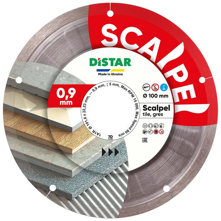 SCALPEL 0,9mm storio švaraus pjovimo diskas plytelėms ⌀100mm, DISTAR