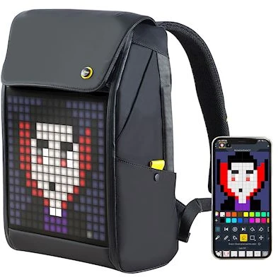 Divoom Mugursoma M Premium Laikapstākļu izturīga soma ar Led Pixel Art Displeju & App vadību Melna