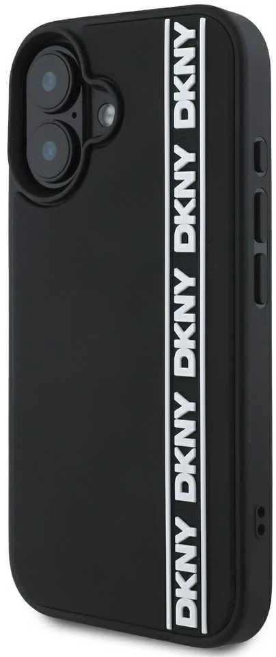 DKNY 3D Rubber Repeat Logo Line Apple iPhone 16 dėklas telefonui juodos spalvos