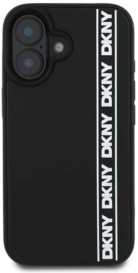 DKNY 3D Rubber Repeat Logo Line Apple iPhone 16 dėklas telefonui juodos spalvos
