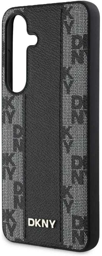 Dėklas DKNY Leather Checkered Pattern MagSafe Samsung Galaxy S25 juodos spalvos