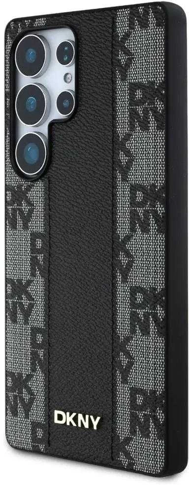 Dėklas DKNY Leather Checkered Pattern MagSafe Samsung Galaxy S25 Ultra juodos spalvos