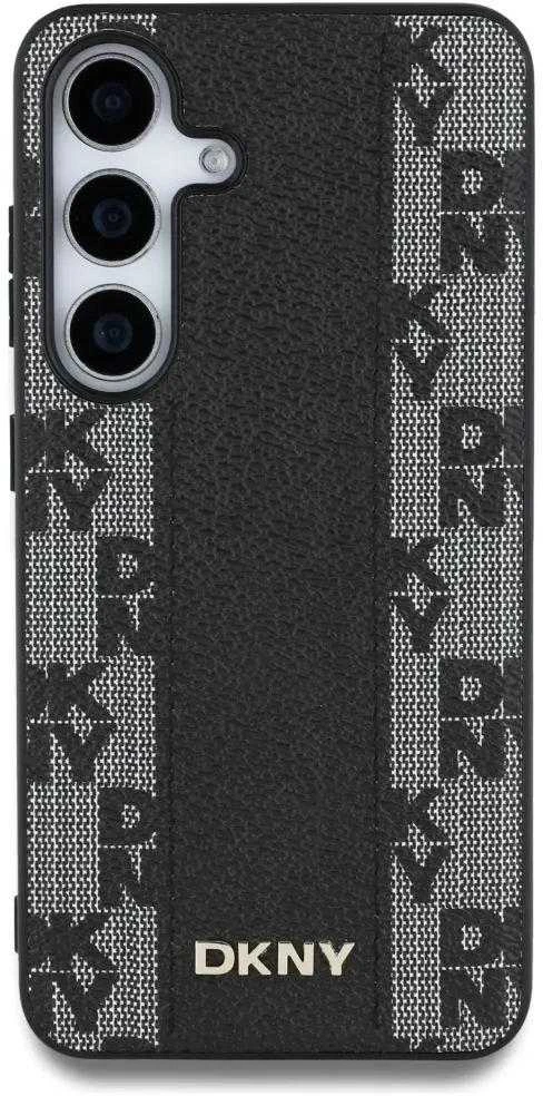 Dėklas DKNY Leather Checkered Pattern MagSafe Samsung Galaxy S25 juodos spalvos