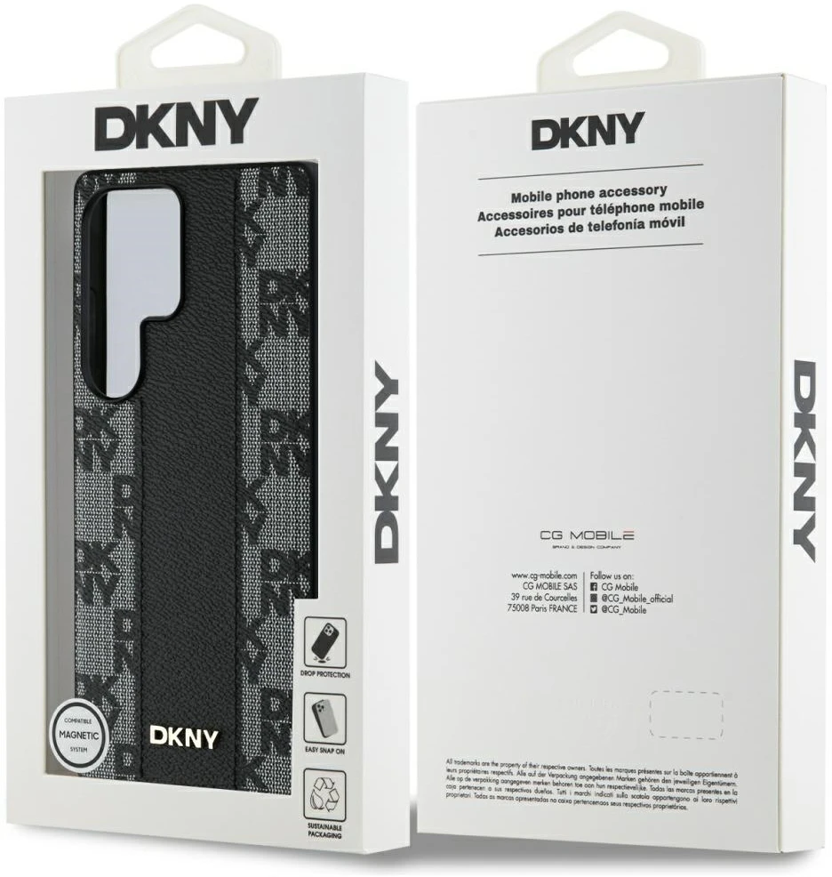Dėklas DKNY Leather Checkered Pattern MagSafe Samsung Galaxy S25 Ultra juodos spalvos