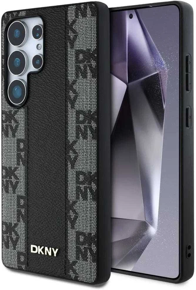 Dėklas DKNY Leather Checkered Pattern MagSafe Samsung Galaxy S25 Ultra juodos spalvos