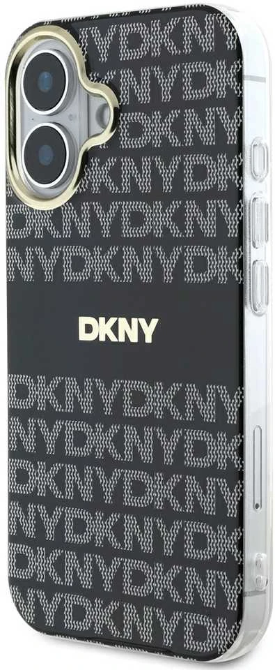 DKNY PC/TPU Repeat Pattern Tonal Stripe Magsafe Apple iPhone 16 dėklas telefonui juodos spalvos