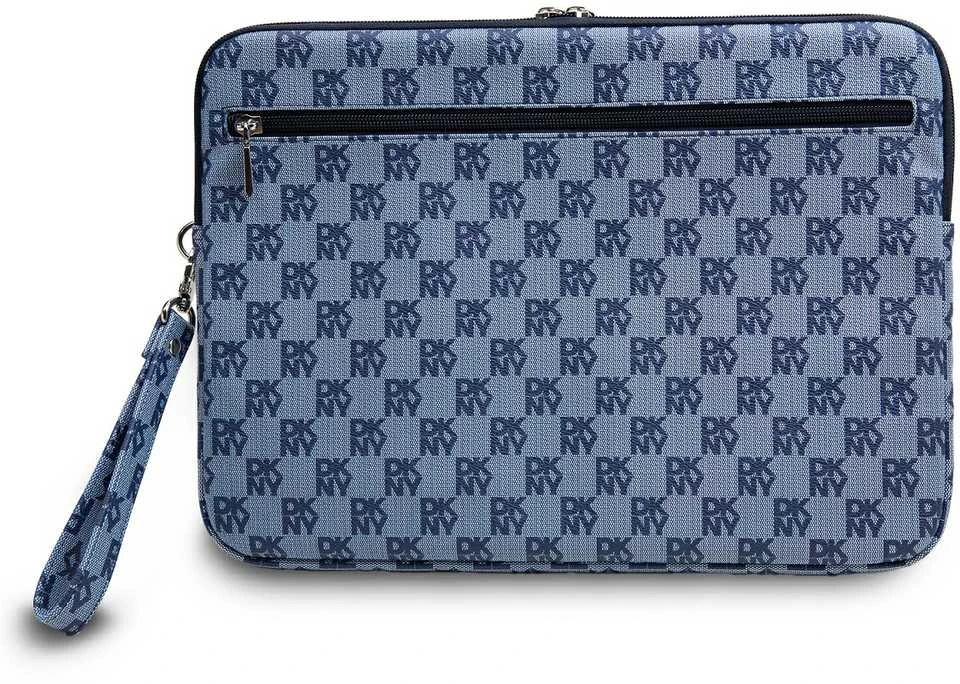 DKNY PU Leather Checkered Pattern and Stripe dėklas nešiojamam kompiuteriui 13/14" rožinės spalvos
