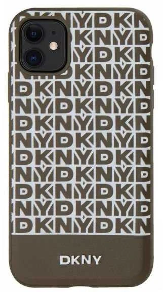 DKNY PU Leather Repeat Pattern Bottom Stripe MagSafe dėklas telefonui Apple iPhone 11 rudos spalvos
