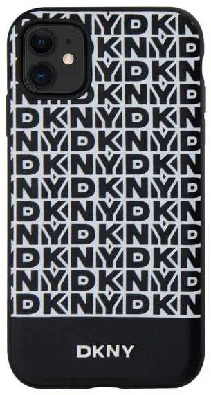 DKNY PU Leather Repeat Pattern Bottom Stripe MagSafe dėklas telefonui Apple iPhone 11 juodos spalvos