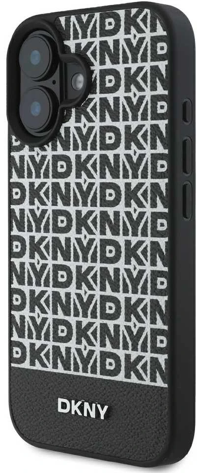 DKNY PU Leather Repeat Pattern Bottom Stripe MagSafe Apple iPhone 16 Plus dėklas telefonui juodos spalvos