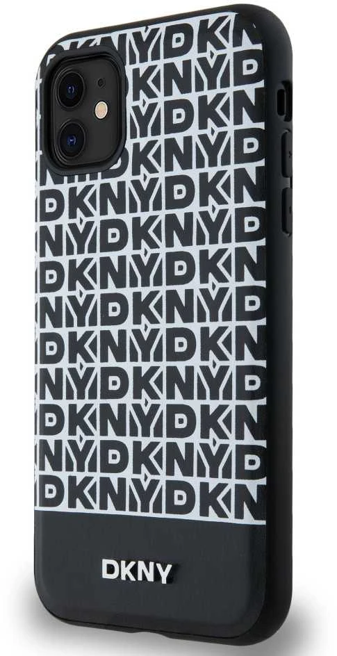 DKNY PU Leather Repeat Pattern Bottom Stripe MagSafe dėklas telefonui Apple iPhone 11 juodos spalvos