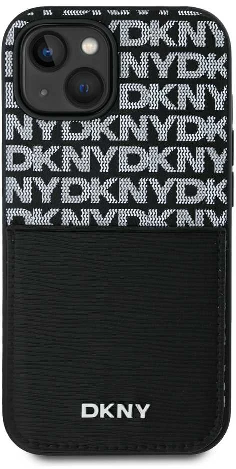 DKNY PU Leather Repeat Pattern Card Pocket dėklas telefonui Apple iPhone 15 juodos spalvos