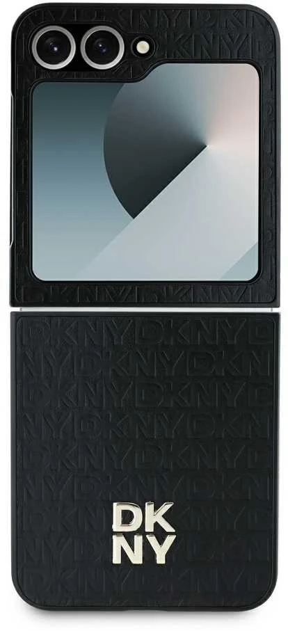 Dėklas DKNY DKHCZF6PSHRPSK Z Flip6 F741 juodos spalvos Repeat Pattern Stack Logo