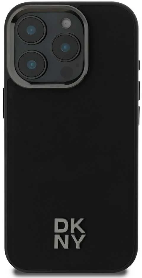 DKNY PU Leather Stack Logo Magsafe Apple iPhone 16 Pro dėklas telefonui juodos spalvos